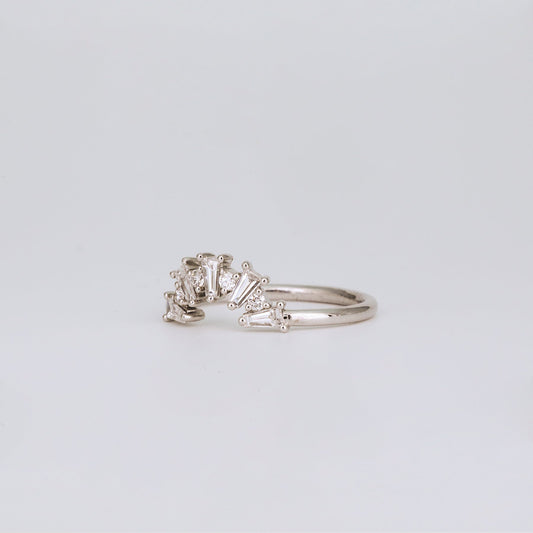 0.48 TCW Tapered Baguette & Round Shaped Curved Moissanite Wedding Band
