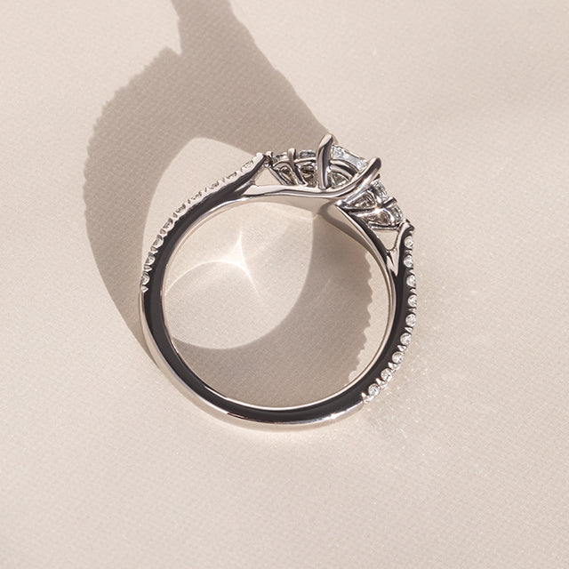 Marquise Shaped Three Stone Lab Grown Diamond Engagement Ring