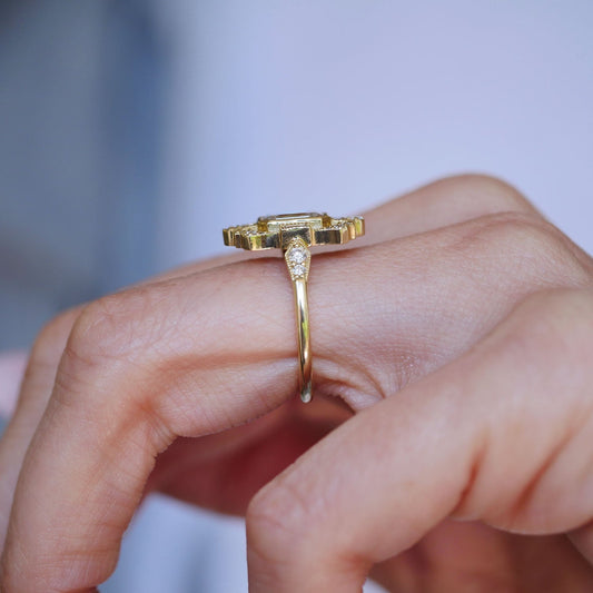 Marquise Shaped Three Stone Lab Grown Diamond Engagement Ring