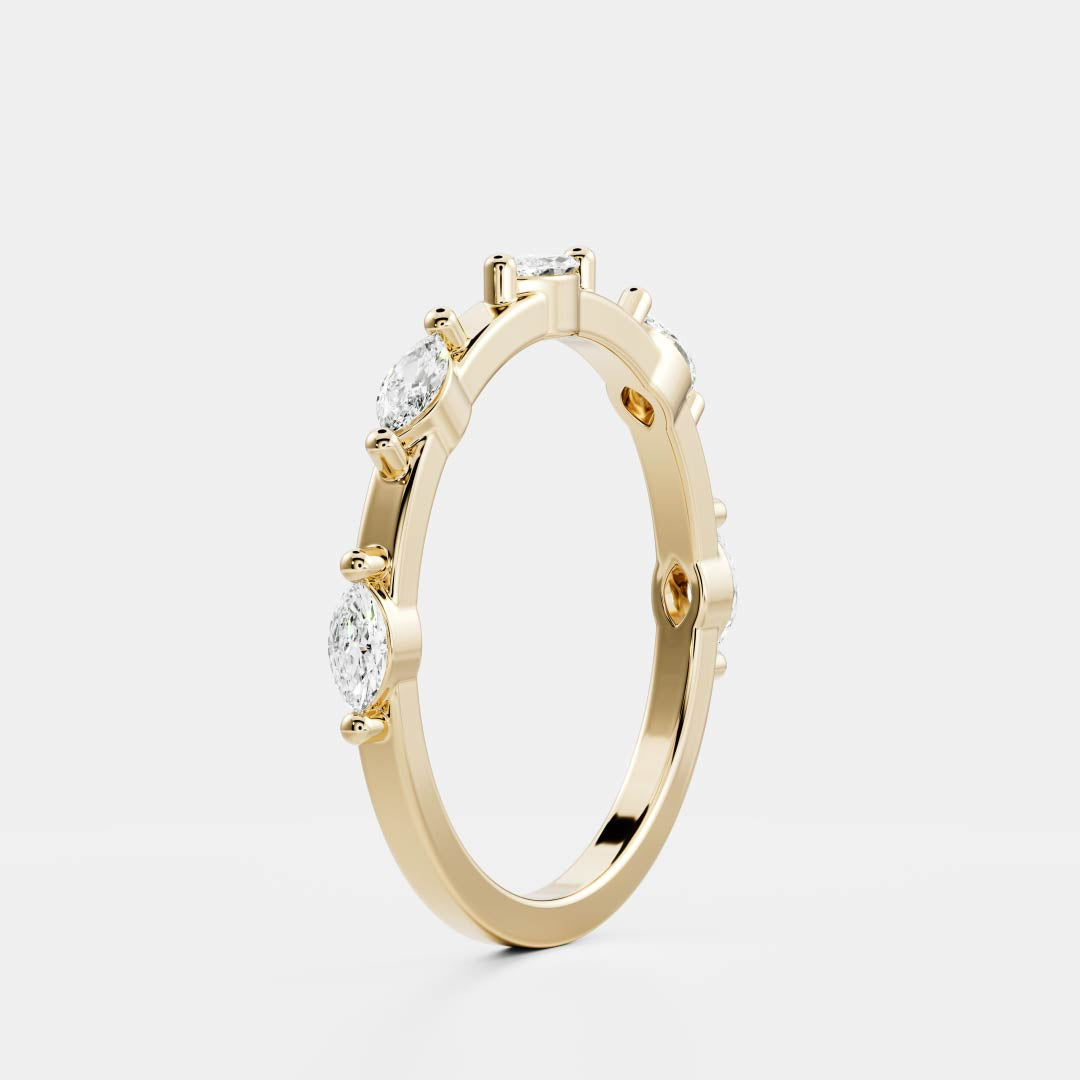 Stunning 0.10 TCW Marquise Moissanite Stones Dainty Wedding Bands