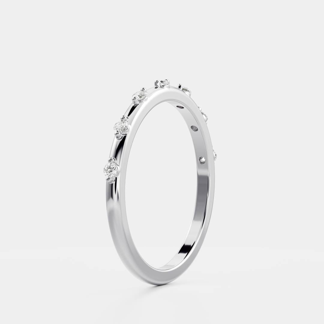 Stunning 0.10 TCW Round Moissanite Stones Dainty Wedding Band