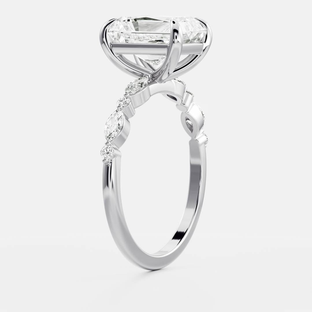 Stunning 1.0-2.0 CT Radiant Moissanite Engagement Ring with Pave Design