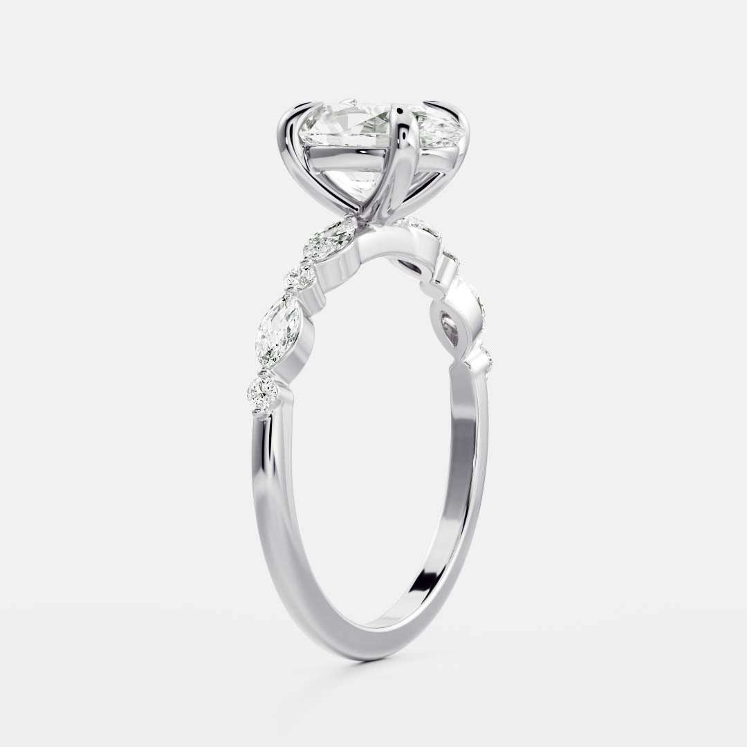 Stunning 1.5-2.5 CT Oval Moissanite Engagement Ring with Pave Design