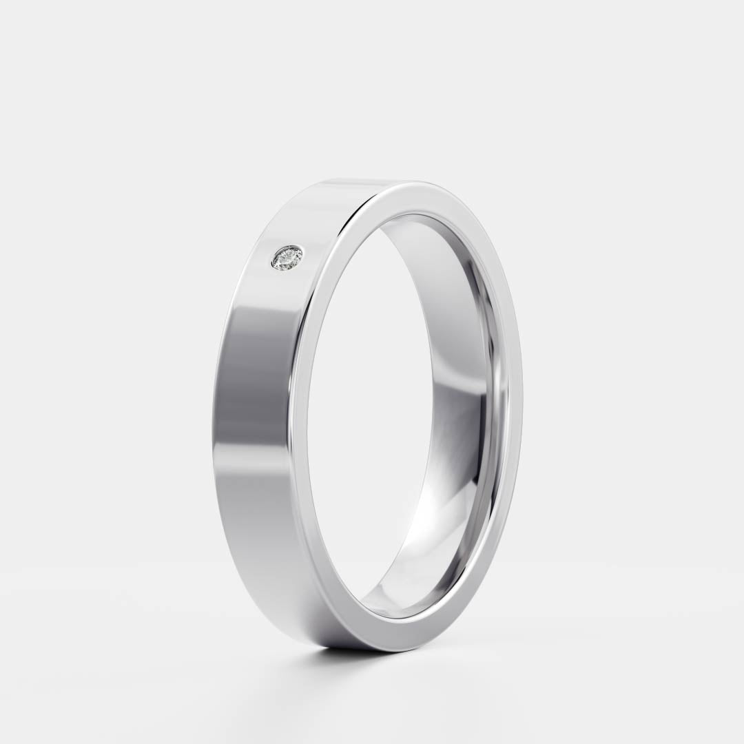 Classic 0.10 CT Round Moissanite Single Stone Wedding Band for Men's