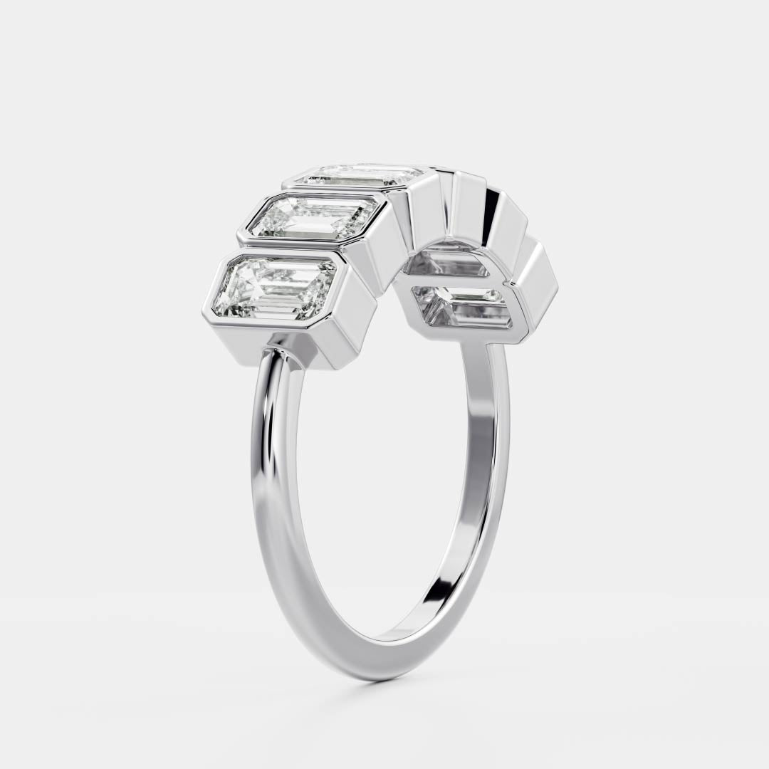 Stunning 0.4 TCW Emerald Moissanite Stones Bezel Wedding Band