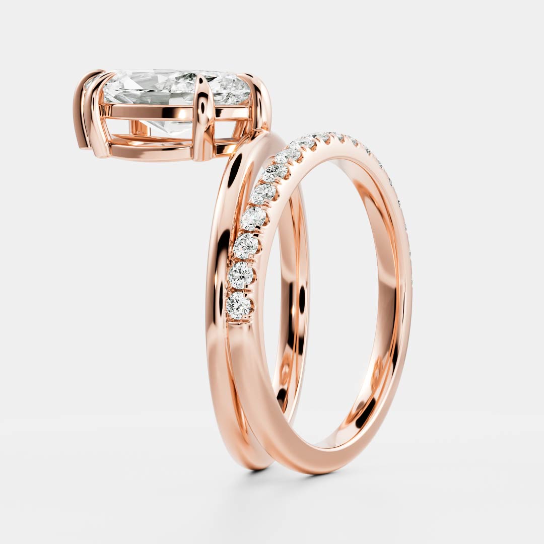 Stunning 1.5-2.5 CT Marquise Moissanite Engagement Ring with Solitaire & Double Band Design
