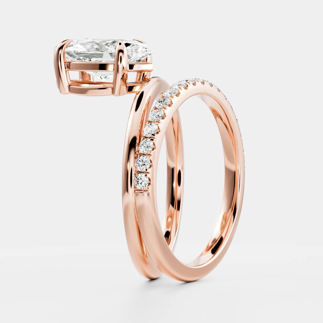 Stunning 1.5-2.5 CT Marquise Moissanite Engagement Ring with Solitaire & Double Band Design