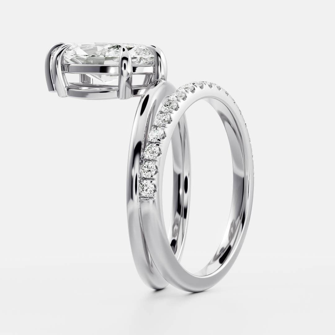 Stunning 1.5-2.5 CT Marquise Moissanite Engagement Ring with Solitaire & Double Band Design