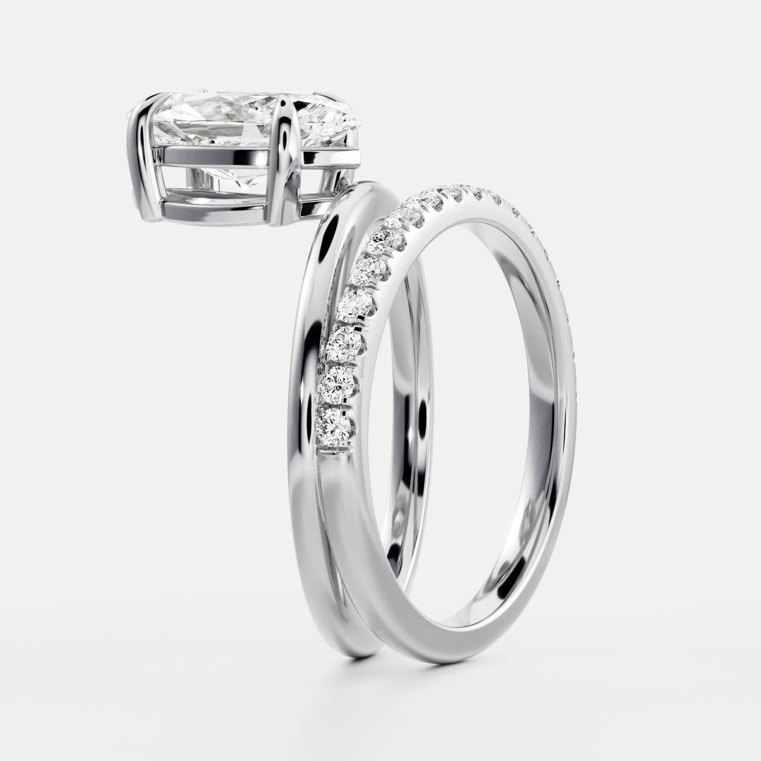 Stunning 1.5-2.5 CT Marquise Moissanite Engagement Ring with Solitaire & Double Band Design