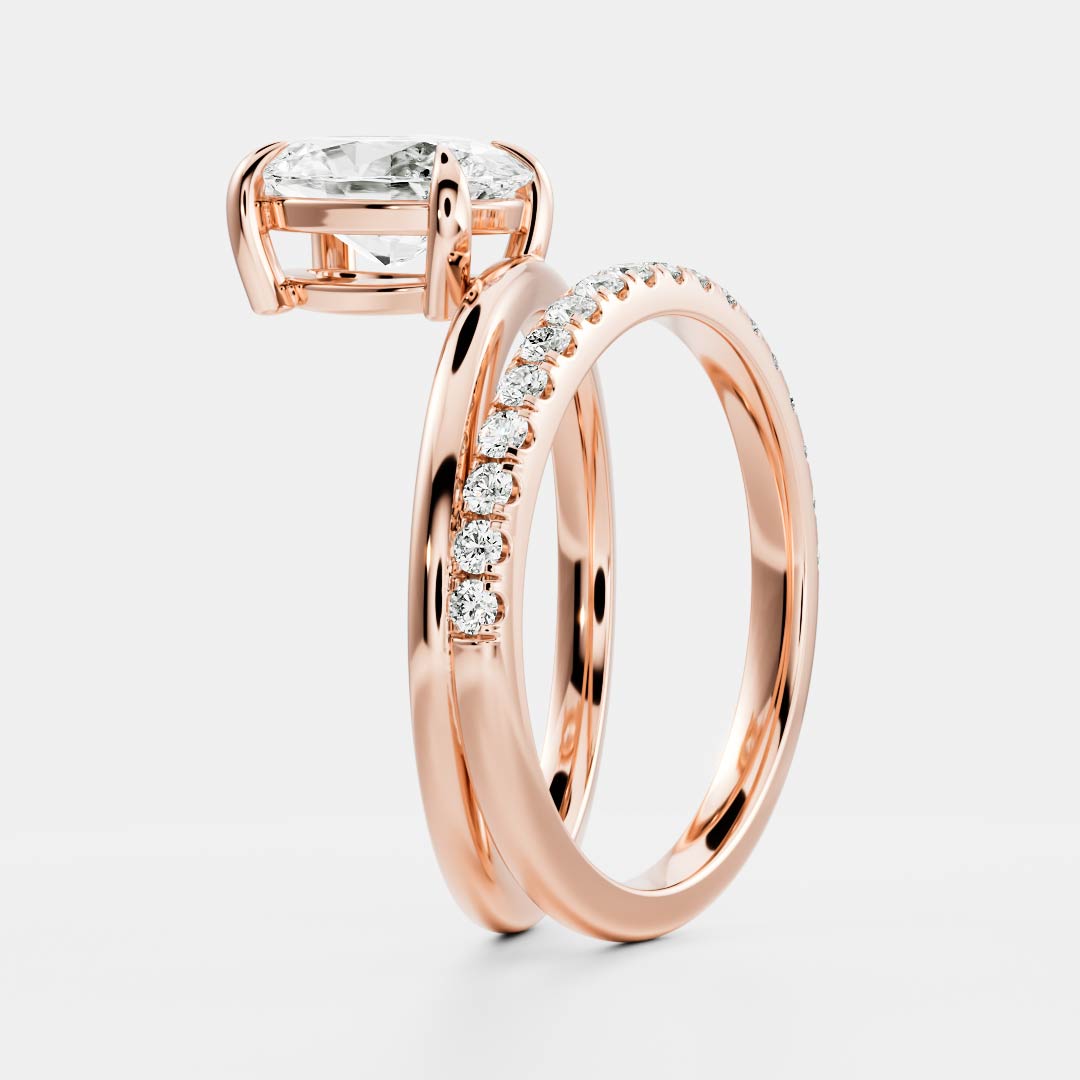 Stunning 1.5-2.5 CT Oval Moissanite Engagement Ring with Solitaire & Double Band Design