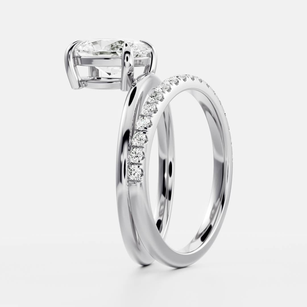 Stunning 1.5-2.5 CT Oval Moissanite Engagement Ring with Solitaire & Double Band Design