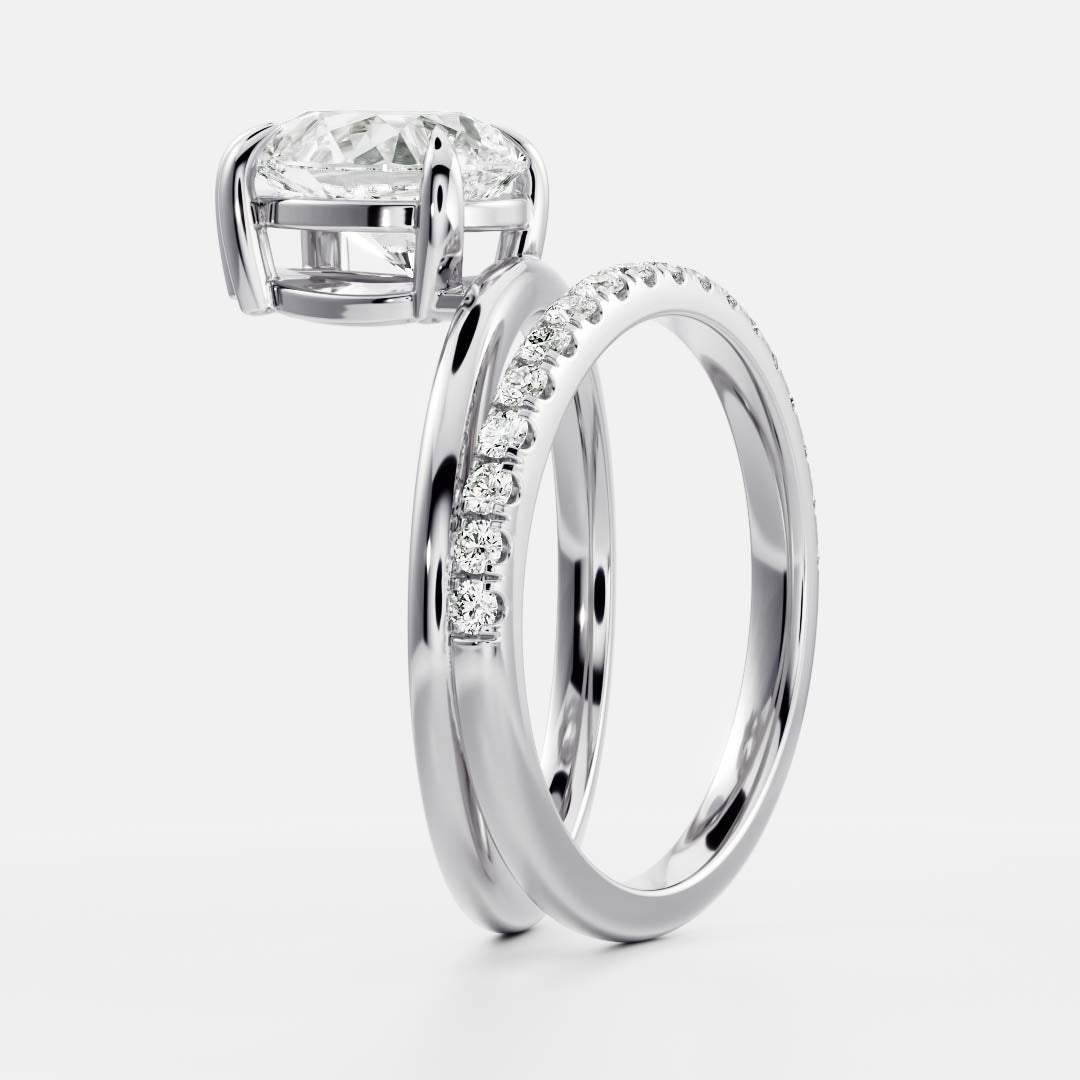 Stunning 1.5-2.5 CT Pear Moissanite Engagement Ring with Solitaire & Double Band Design