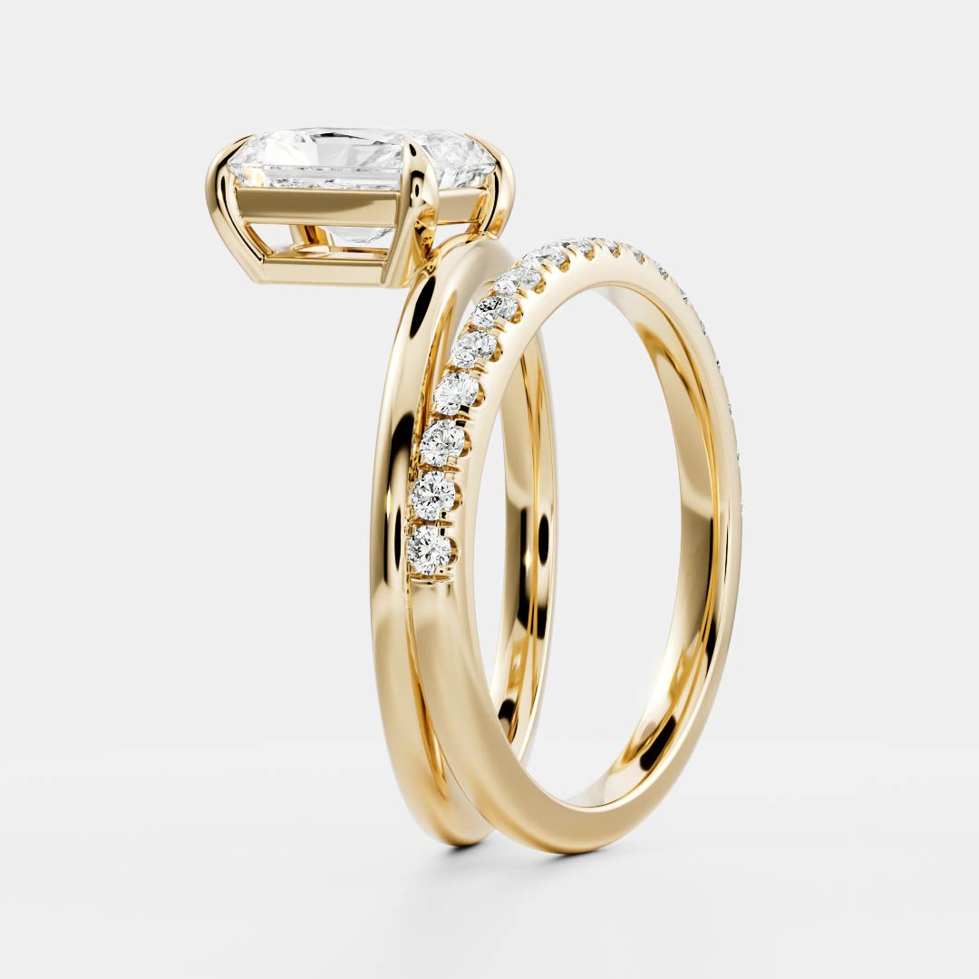 Stunning 1.5-2.5 CT Radiant Moissanite Engagement Ring with Solitaire & Double Band Design
