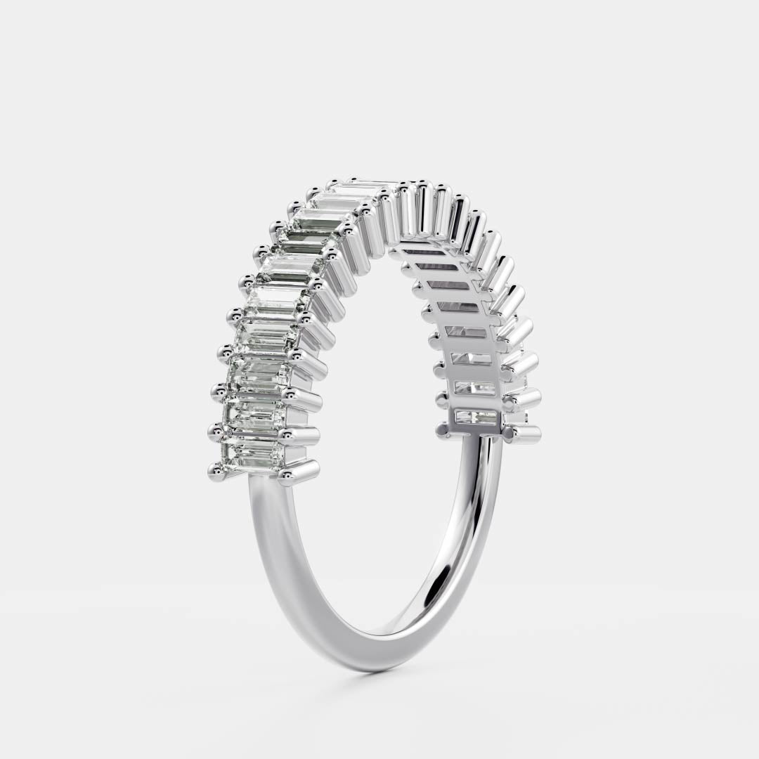 Stunning 0.40 TCW Baguette Moissanite Stones Half Eternity Wedding Band