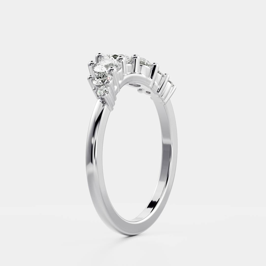 Stunning 0.20 CT Round Moissanite Stones Curved Wedding Bands