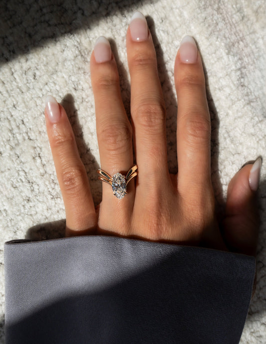 2.5 CT Oval Cut Solitaire Moissanite Ring With Wrap Classic Plain Band