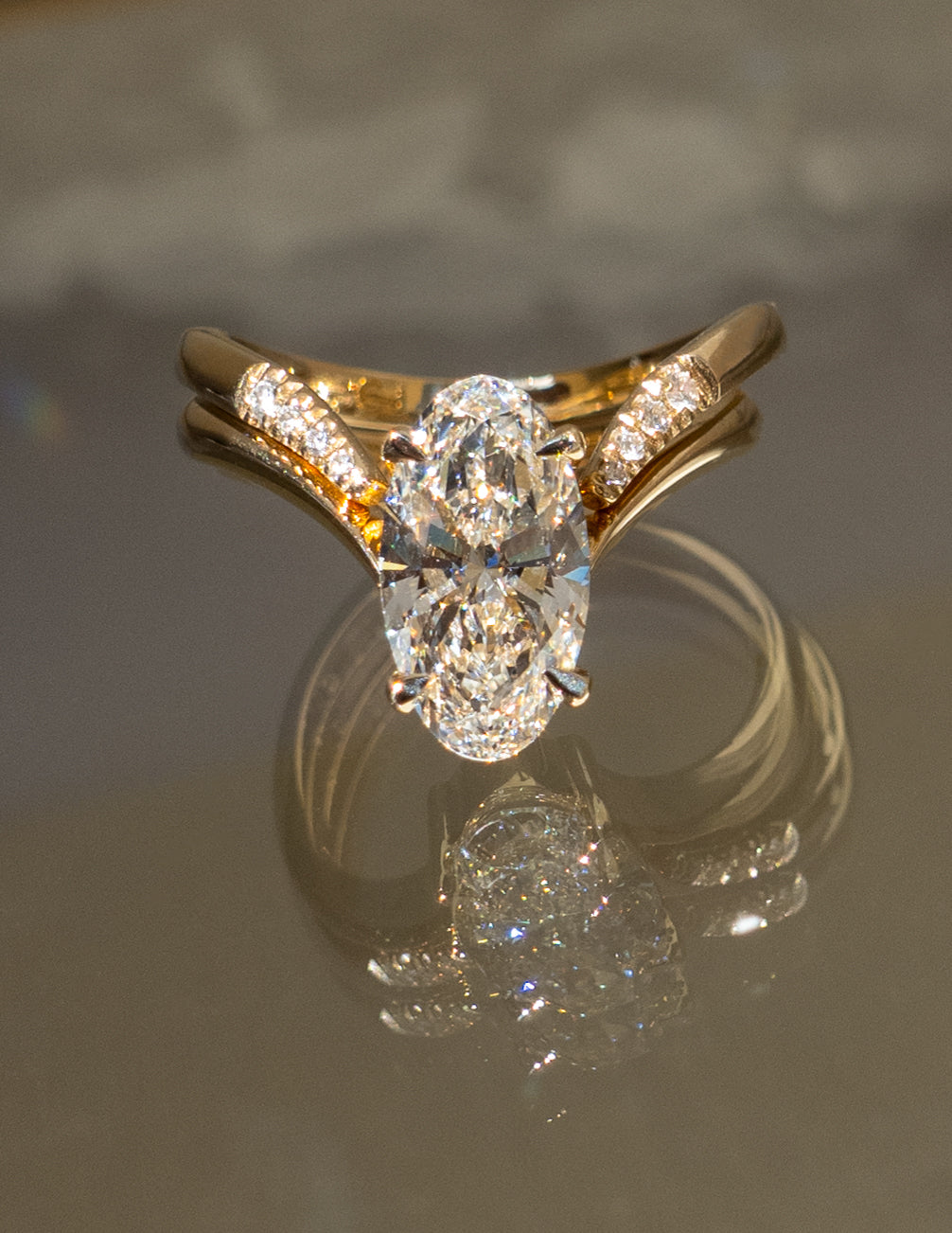 2.5 CT Oval Cut Solitaire Moissanite Ring With Wrap Pave Band