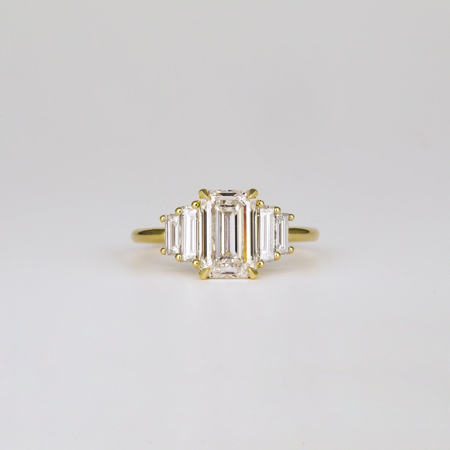 1.82 CT Emerald Shaped Cluster Moissanite Engagement Ring