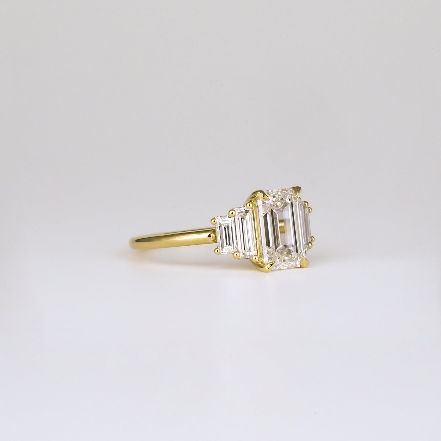 1.82 CT Emerald Shaped Cluster Moissanite Engagement Ring