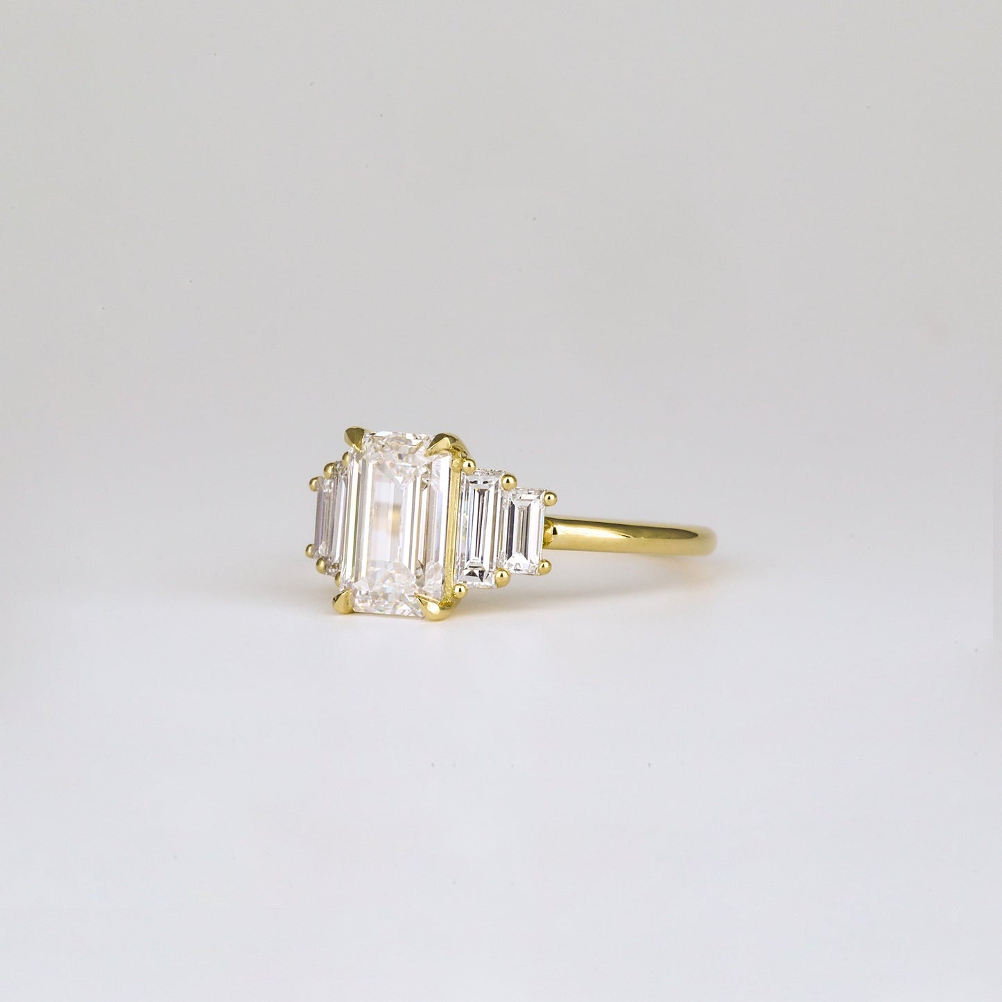 1.82 CT Emerald Shaped Cluster Moissanite Engagement Ring