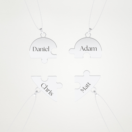 Custom Engraved Heart Puzzle Pendant Necklace – 14K/18K Gold & 925 Silver 2
