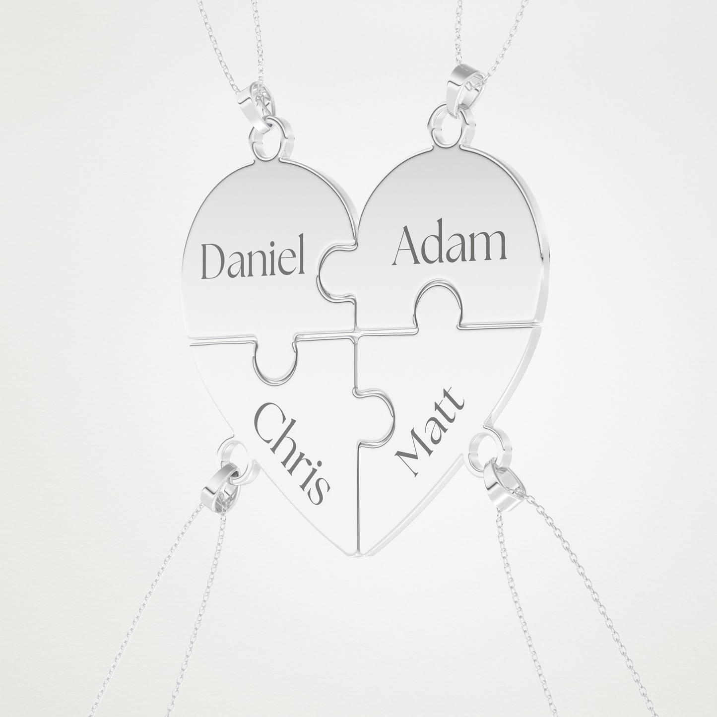 Custom Engraved Heart Puzzle Pendant Necklace – 14K/18K Gold & 925 Silver 3