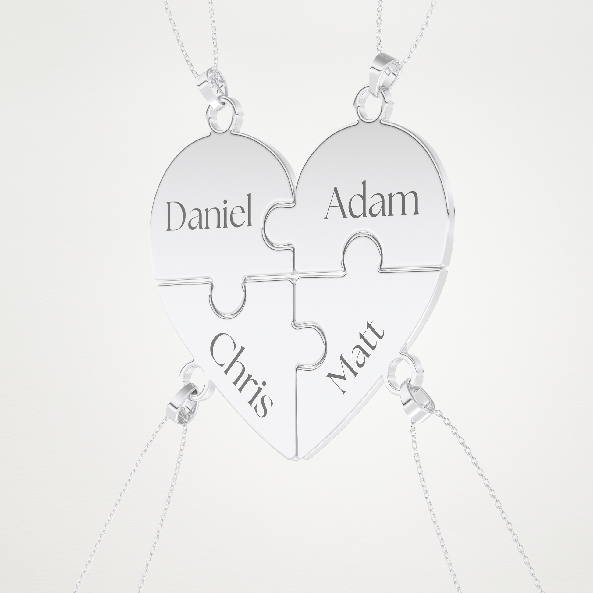 Custom Engraved Heart Puzzle Pendant Necklace – 14K/18K Gold & 925 Silver 3