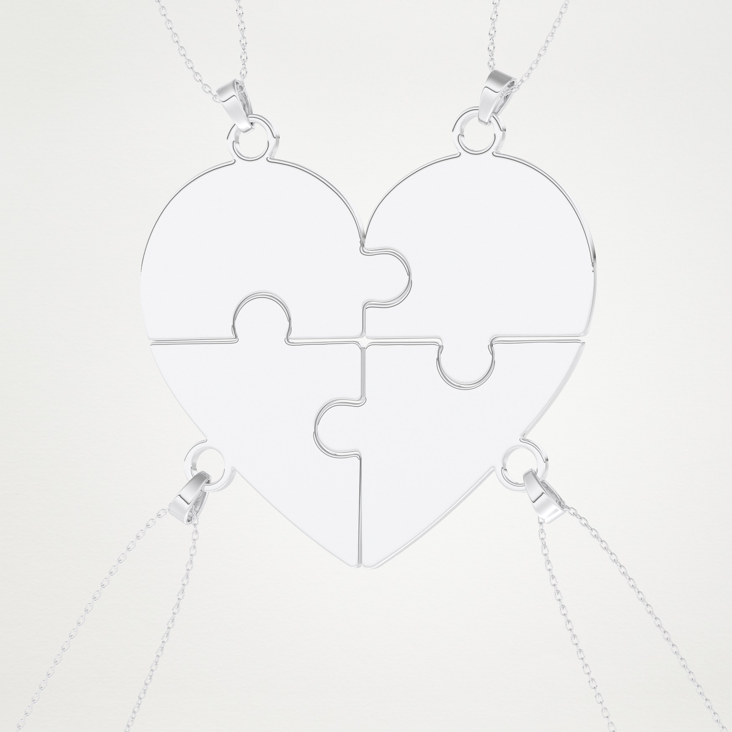 Custom Engraved Heart Puzzle Pendant Necklace – 14K/18K Gold & 925 Silver 5