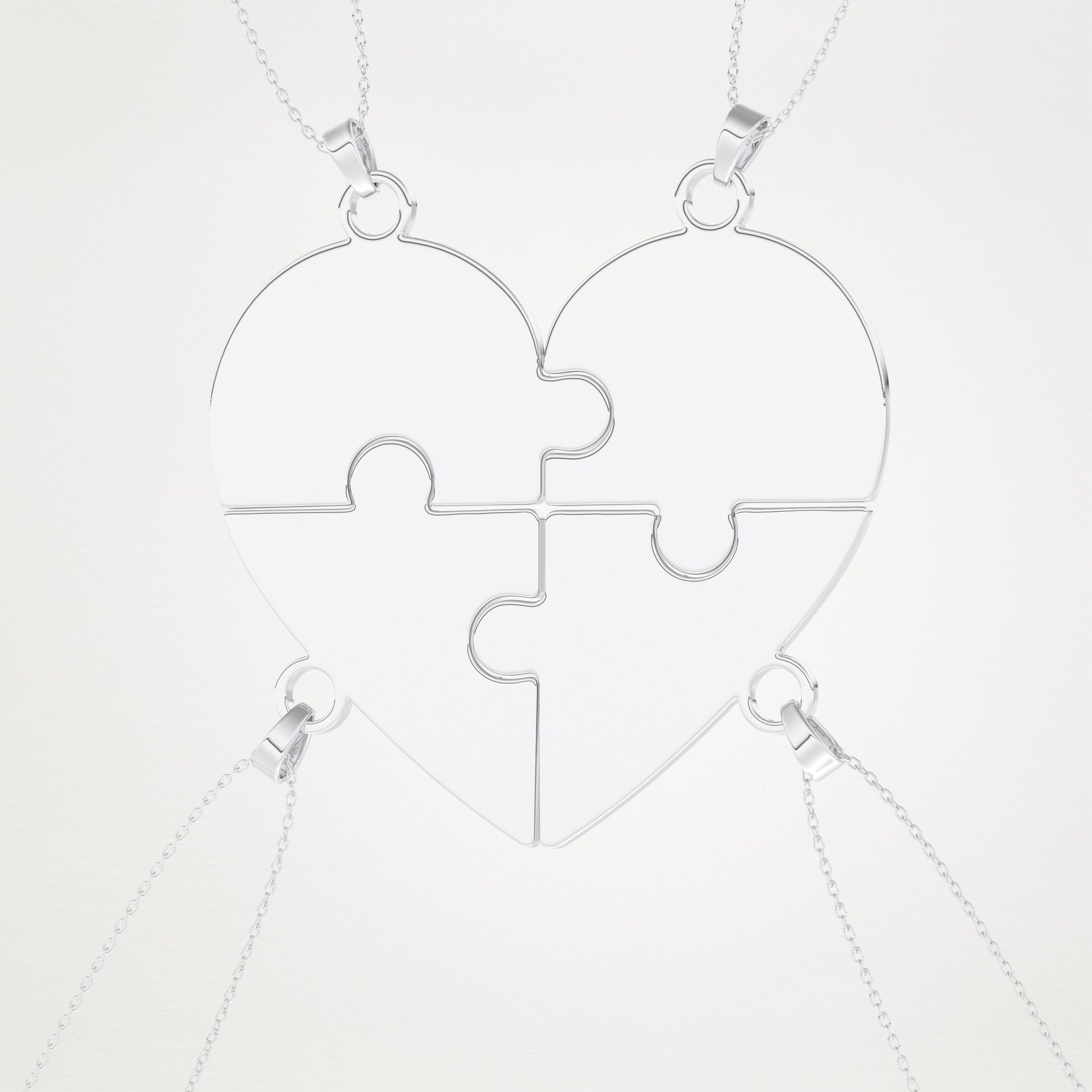 Custom Engraved Heart Puzzle Pendant Necklace – 14K/18K Gold & 925 Silver 5