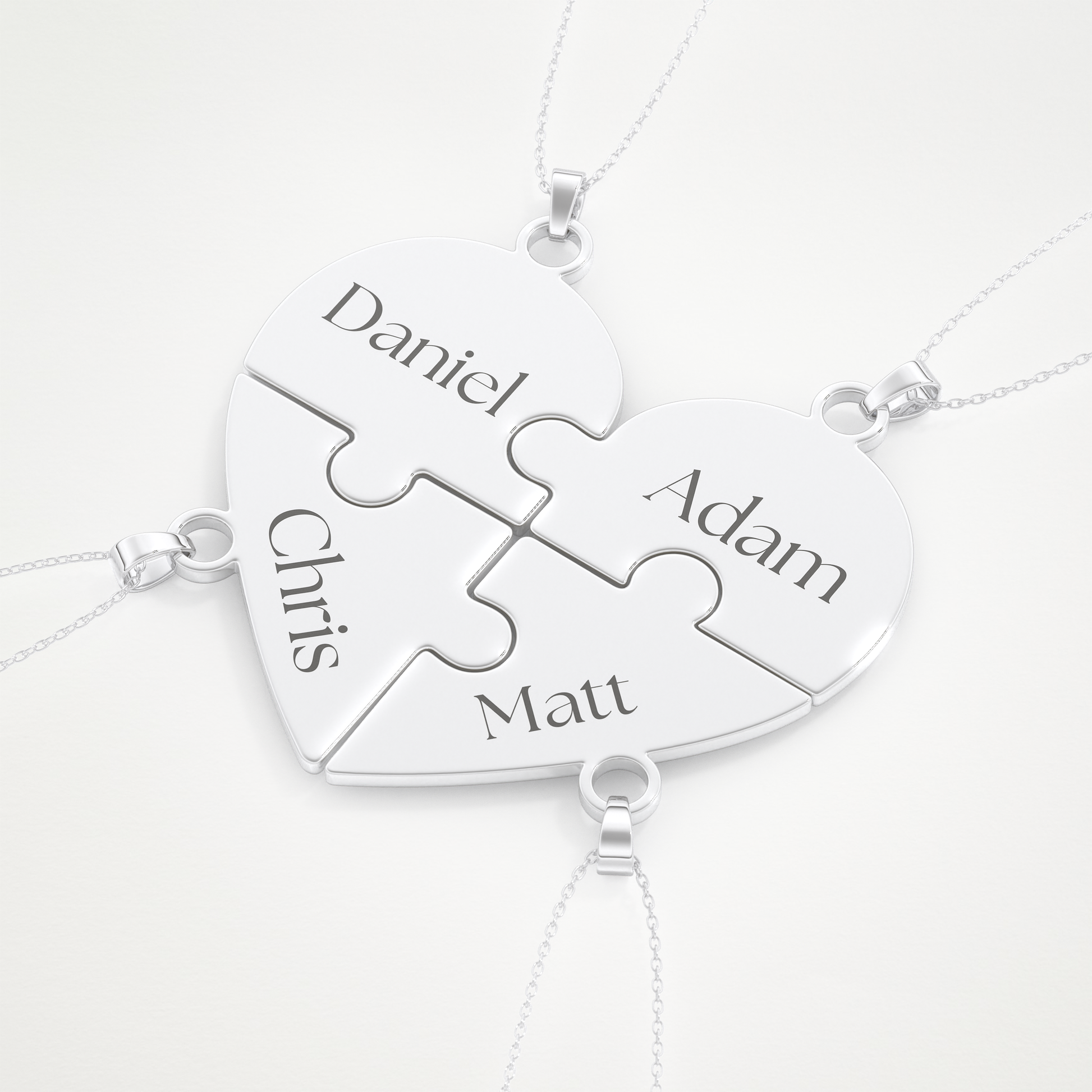 Custom Engraved Heart Puzzle Pendant Necklace – 14K/18K Gold & 925 Silver 6
