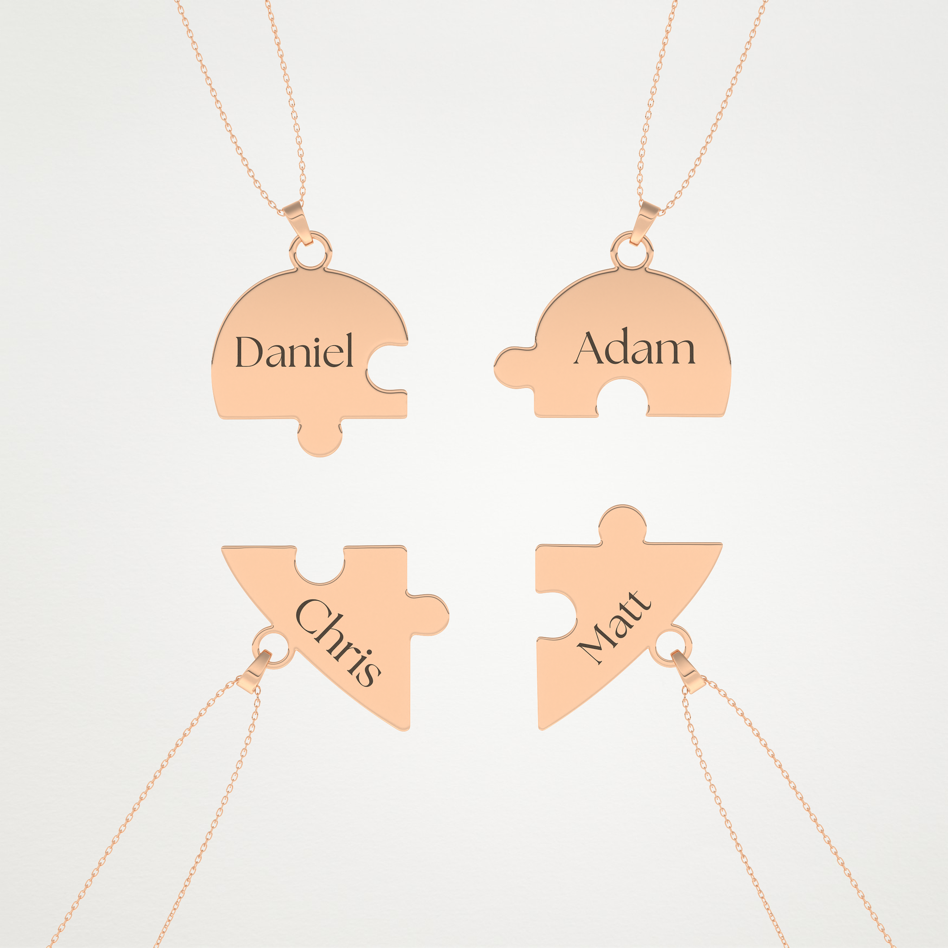 Custom Engraved Heart Puzzle Pendant Necklace – 14K/18K Gold & 925 Silver 19