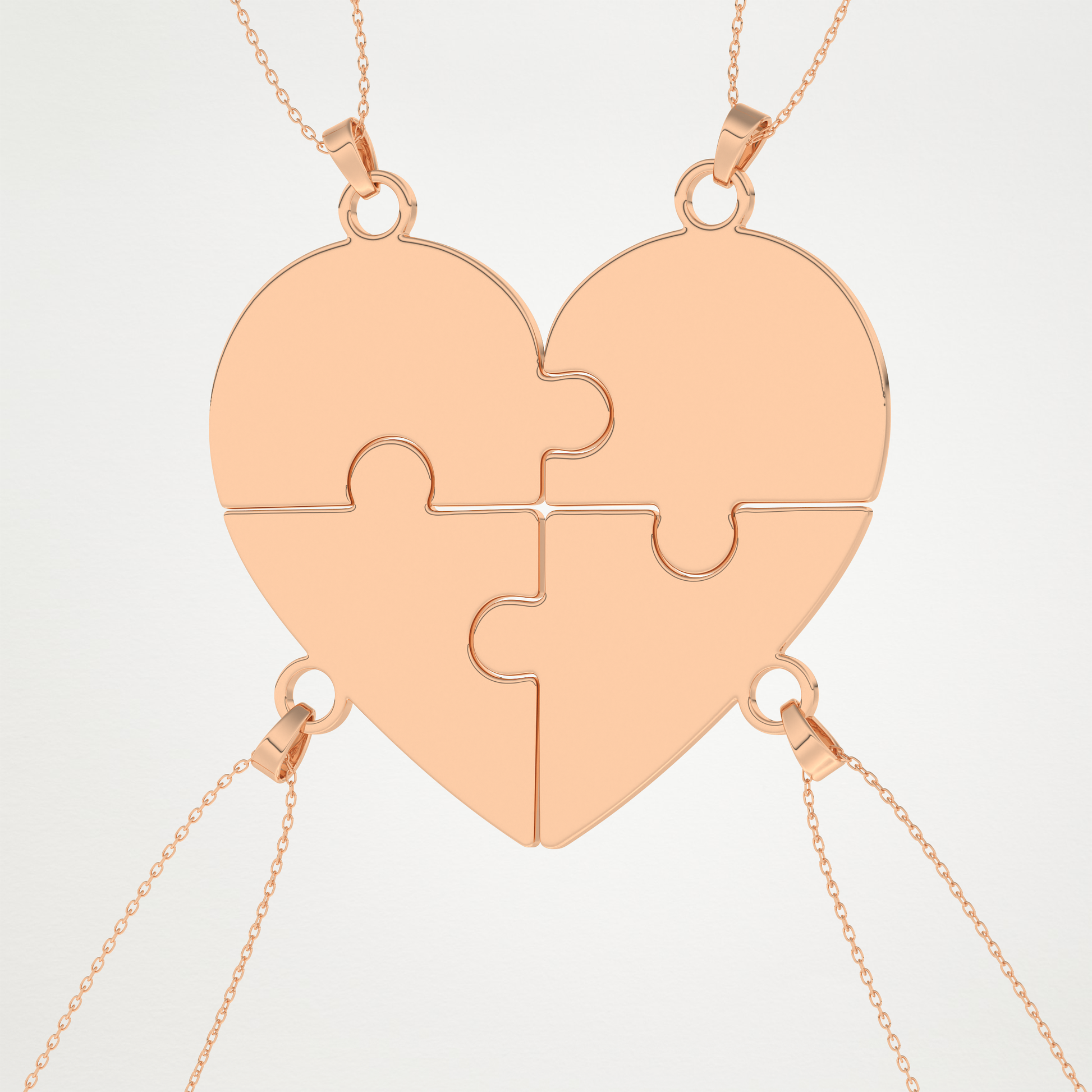 Custom Engraved Heart Puzzle Pendant Necklace – 14K/18K Gold & 925 Silver 22