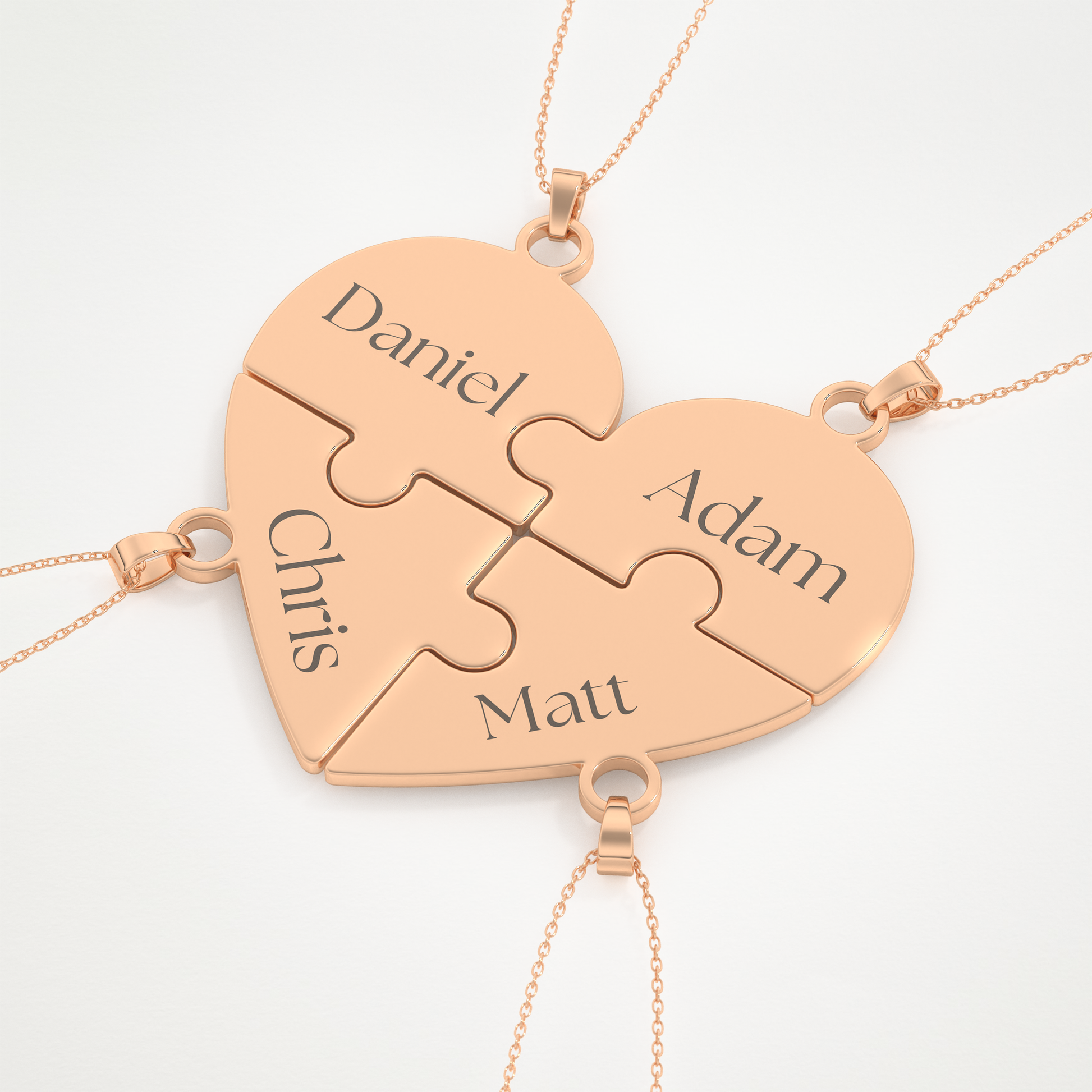 Custom Engraved Heart Puzzle Pendant Necklace – 14K/18K Gold & 925 Silver 23