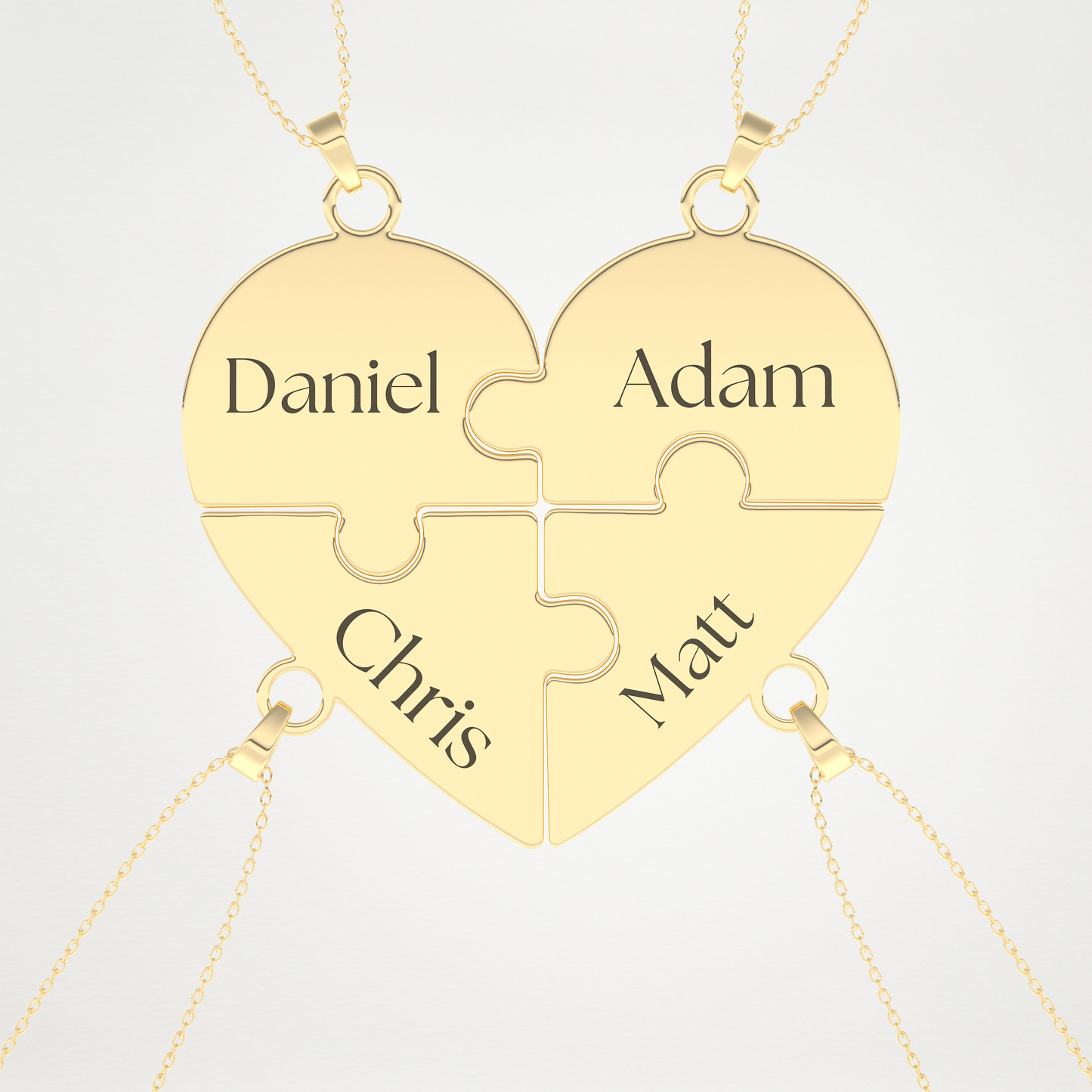 Custom Engraved Heart Puzzle Pendant Necklace – 14K/18K Gold & 925 Silver 7