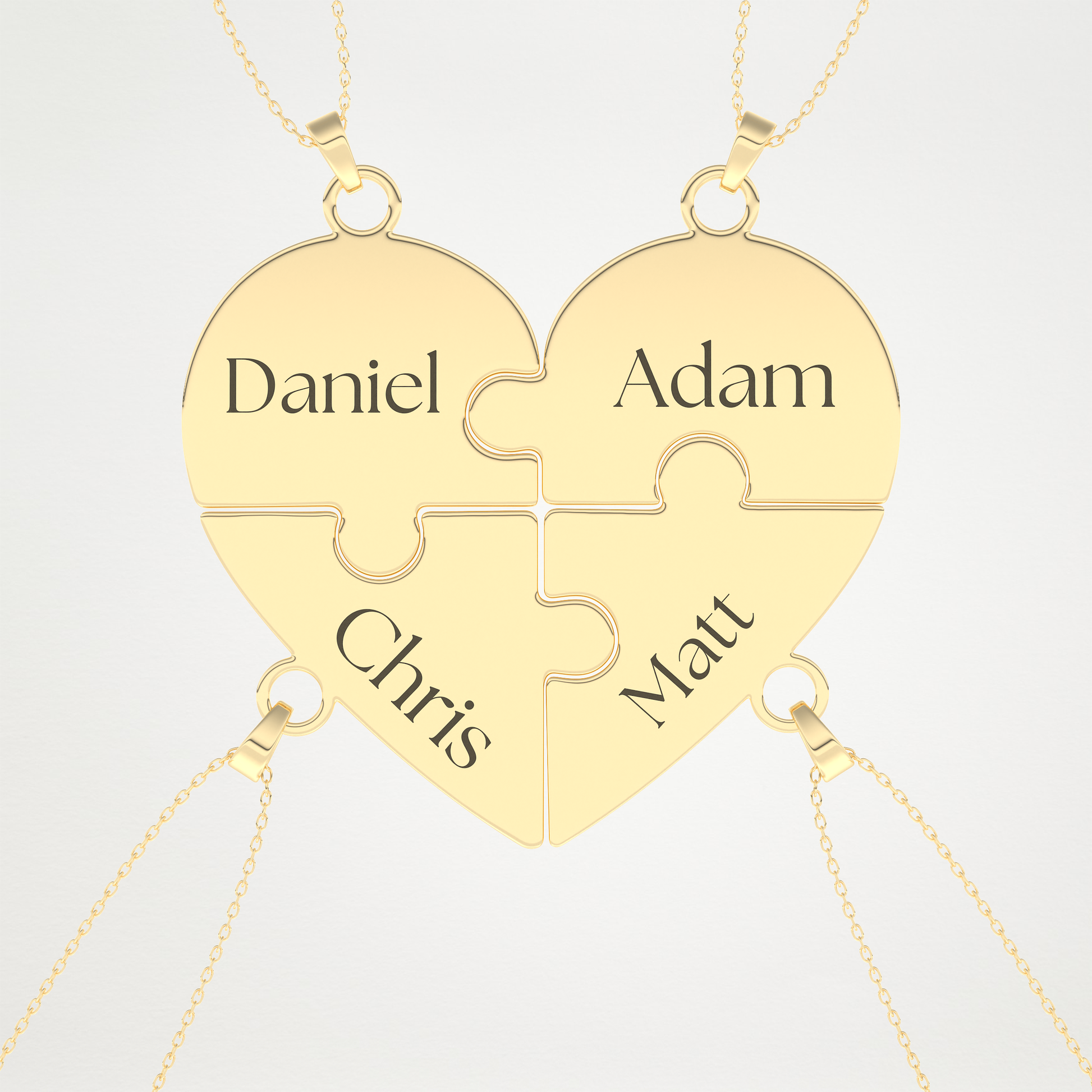 Custom Engraved Heart Puzzle Pendant Necklace – 14K/18K Gold & 925 Silver 7