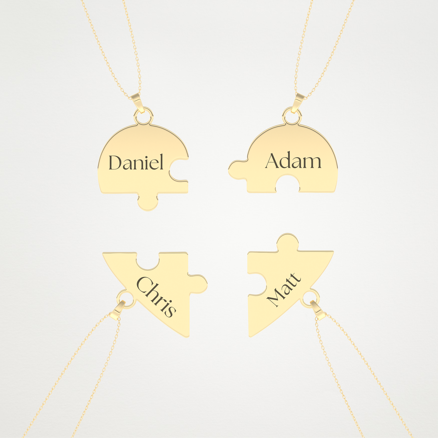 Custom Engraved Heart Puzzle Pendant Necklace – 14K/18K Gold & 925 Silver 8