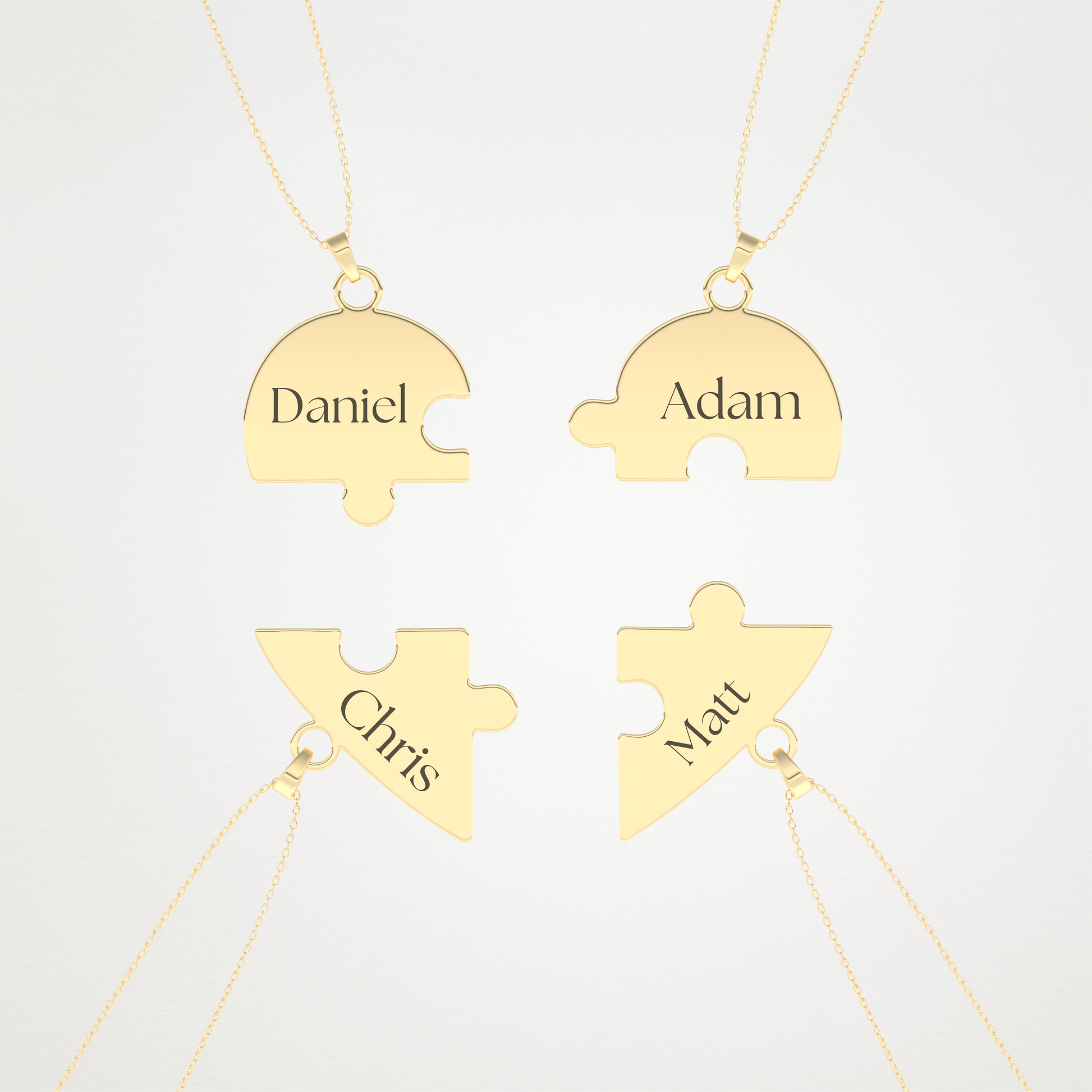 Custom Engraved Heart Puzzle Pendant Necklace – 14K/18K Gold & 925 Silver 8