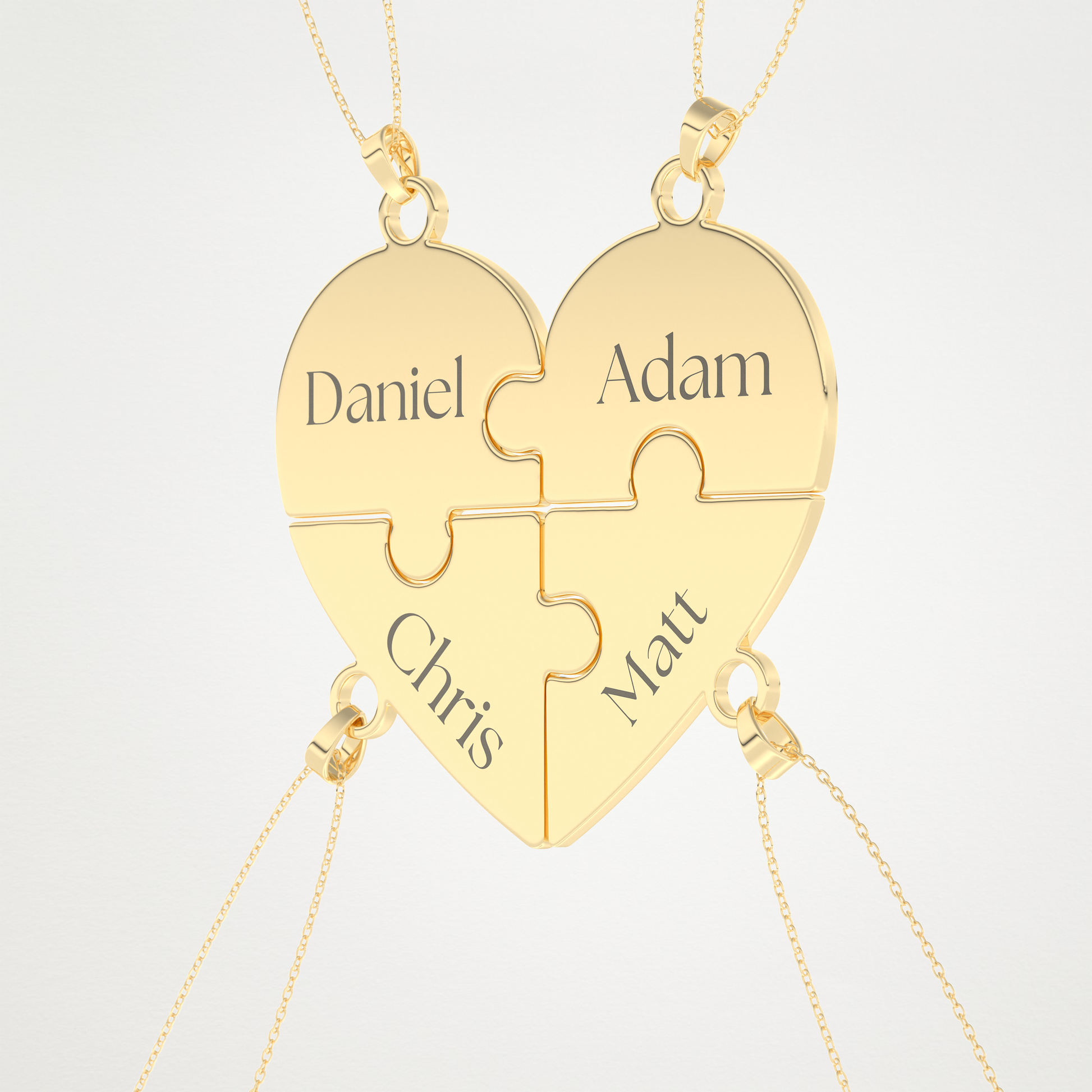 Custom Engraved Heart Puzzle Pendant Necklace – 14K/18K Gold & 925 Silver 9
