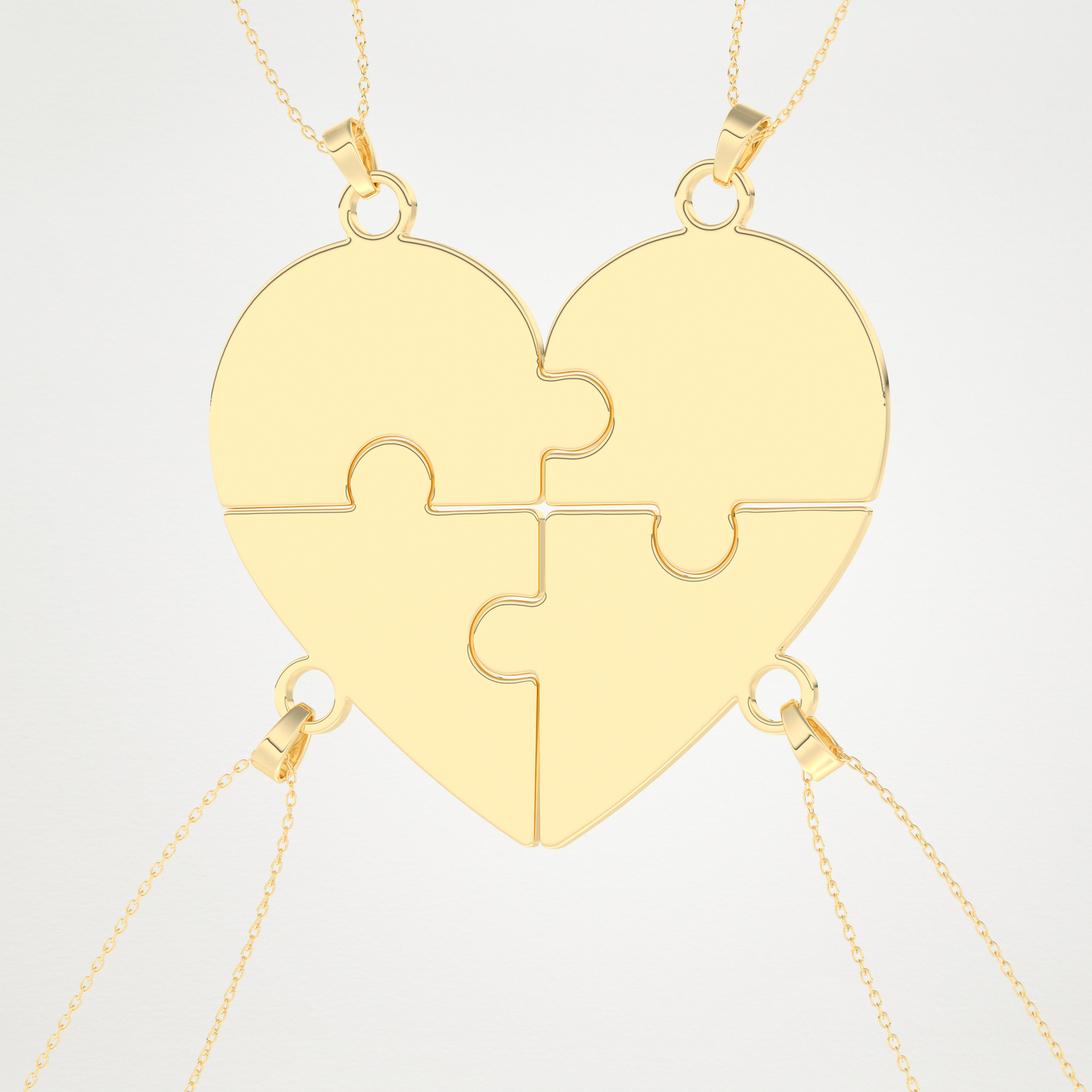 Custom Engraved Heart Puzzle Pendant Necklace – 14K/18K Gold & 925 Silver 10