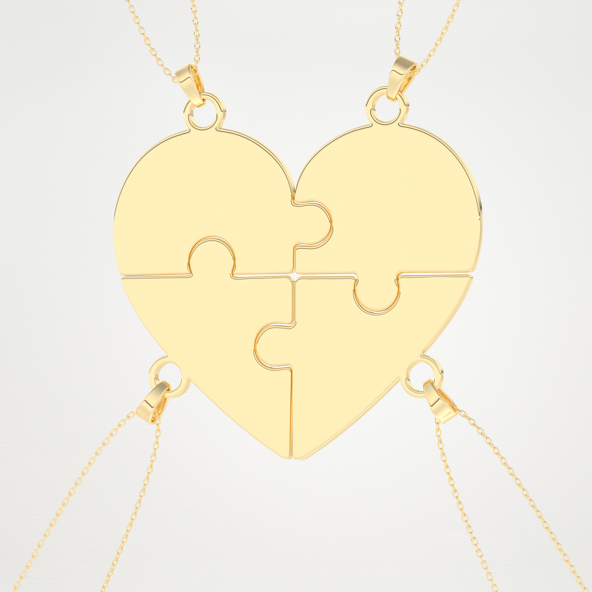 Custom Engraved Heart Puzzle Pendant Necklace – 14K/18K Gold & 925 Silver 10