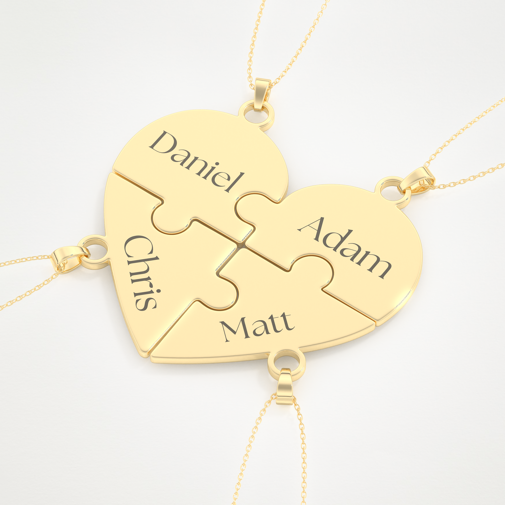 Custom Engraved Heart Puzzle Pendant Necklace – 14K/18K Gold & 925 Silver 11