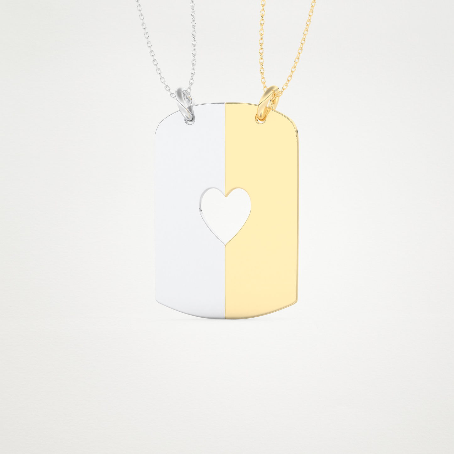 Custom Engraved Split Heart Pendant Necklace – 14K/18K Gold & 925 Silver 10