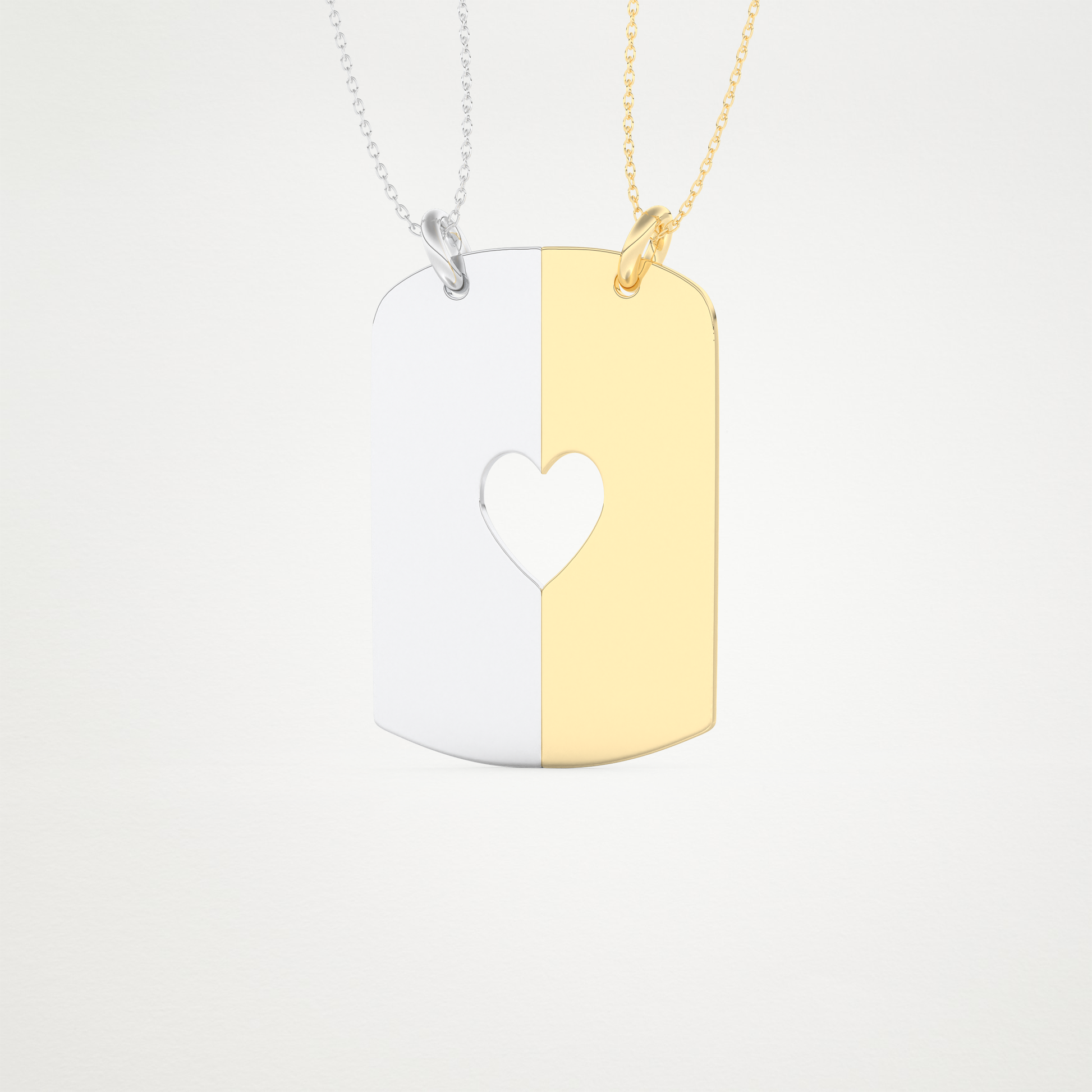 Custom Engraved Split Heart Pendant Necklace – 14K/18K Gold & 925 Silver 10