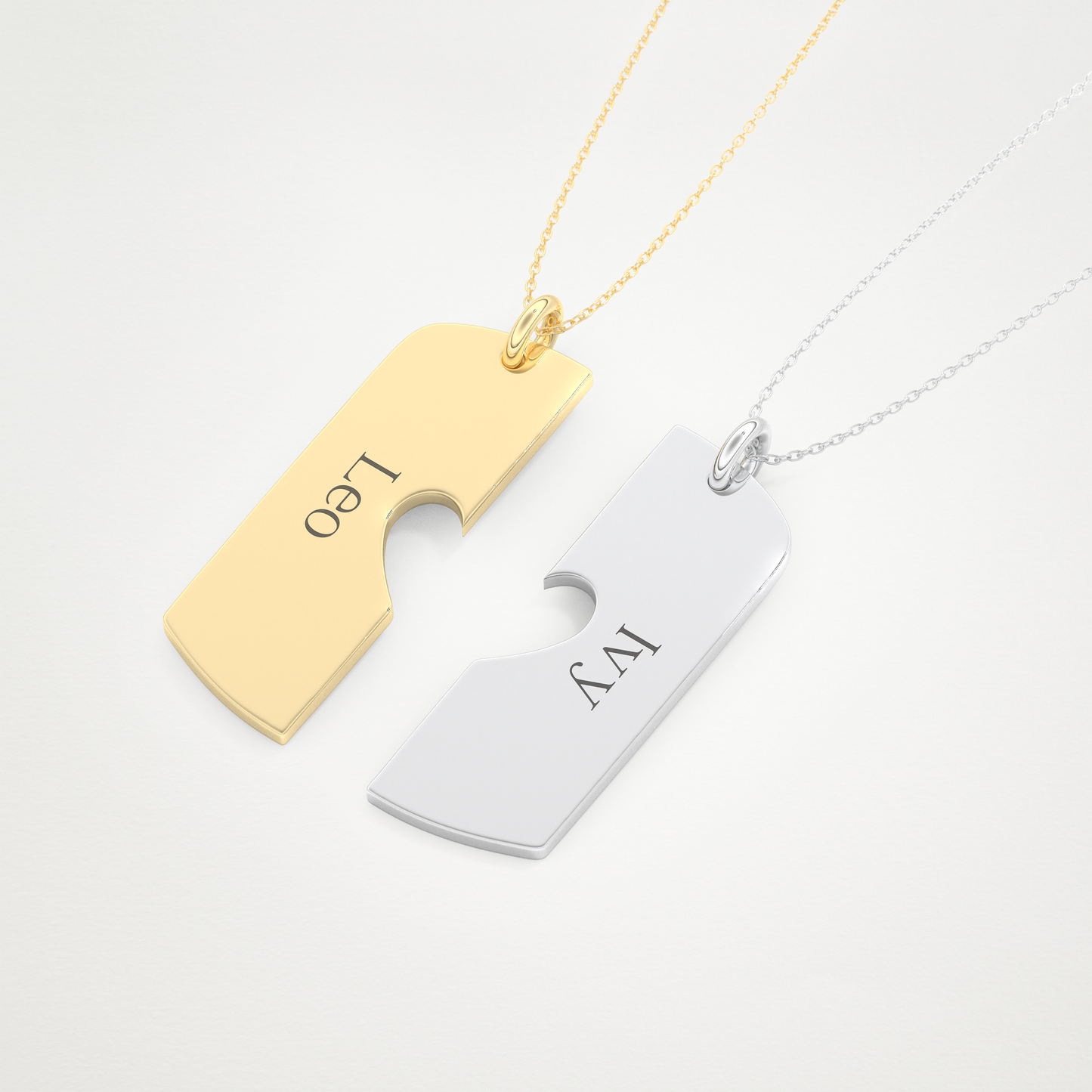 Custom Engraved Split Heart Pendant Necklace – 14K/18K Gold & 925 Silver 11