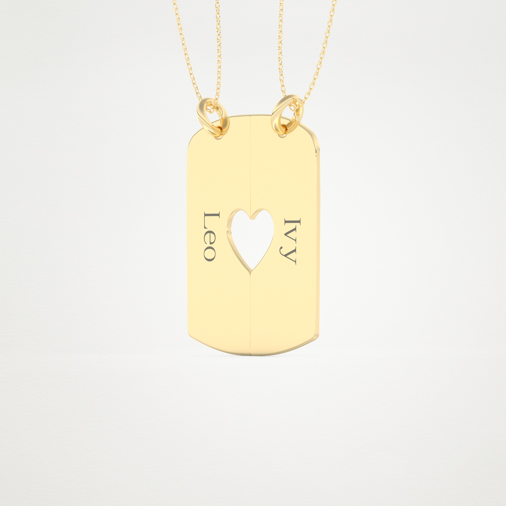 Custom Engraved Split Heart Pendant Necklace – 14K/18K Gold & 925 Silver 13