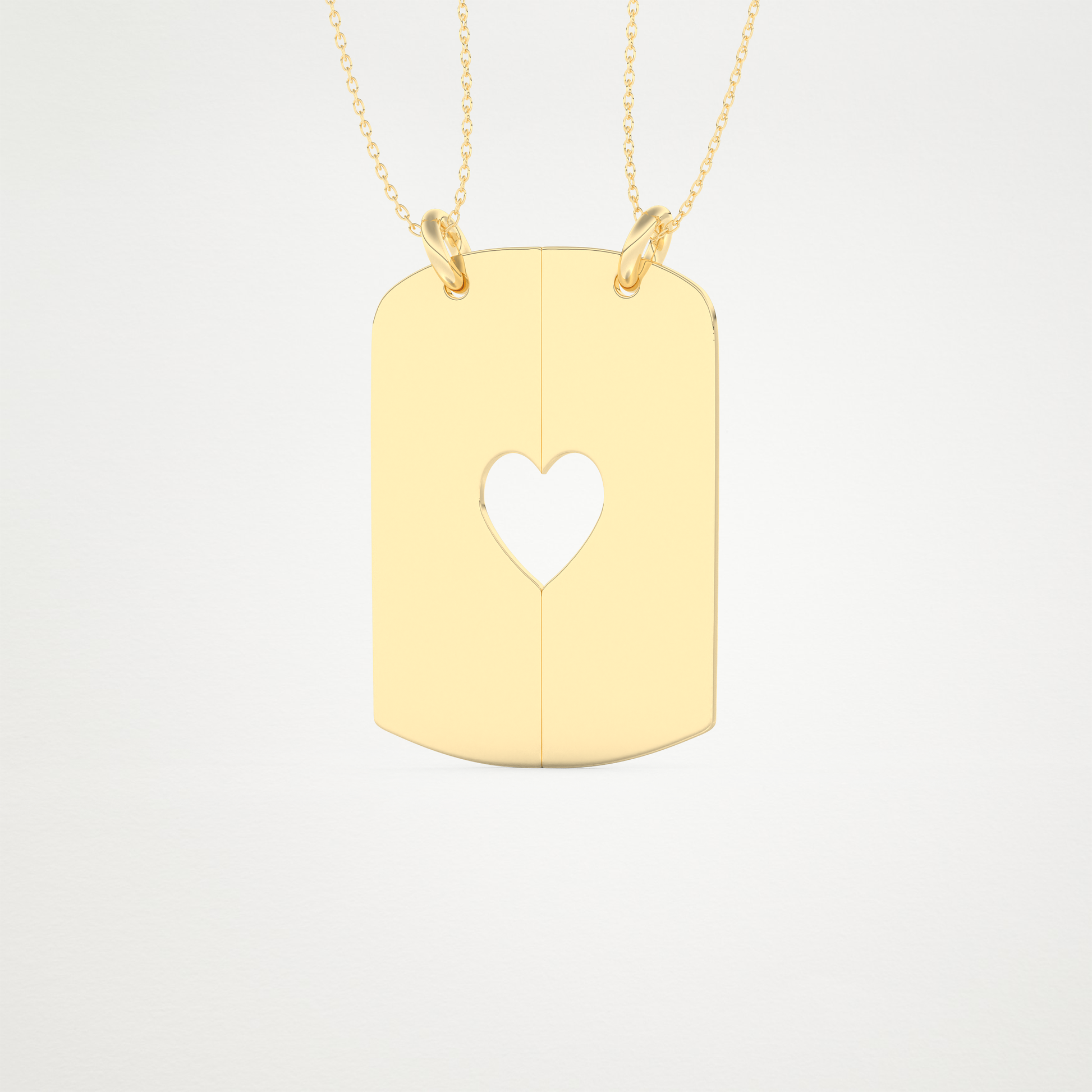 Custom Engraved Split Heart Pendant Necklace – 14K/18K Gold & 925 Silver 15