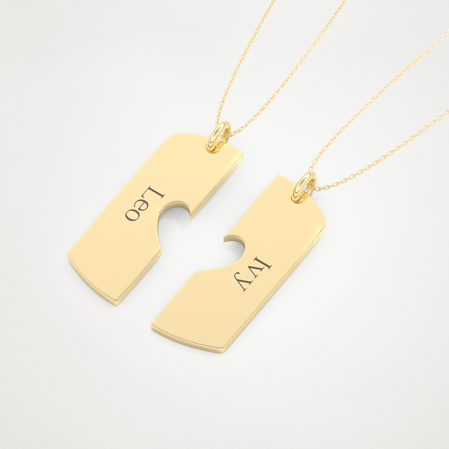 Custom Engraved Split Heart Pendant Necklace – 14K/18K Gold & 925 Silver 8