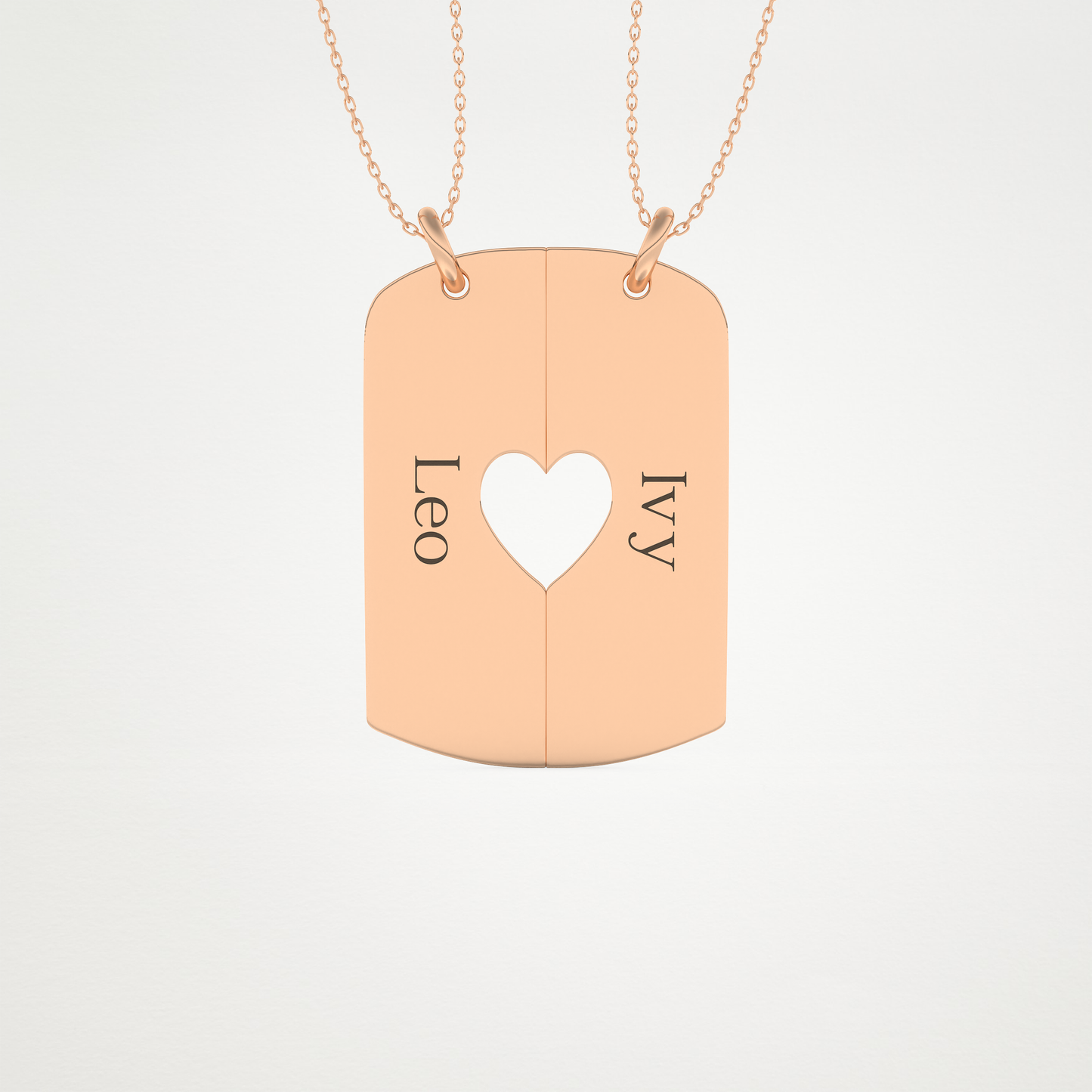 Custom Engraved Split Heart Pendant Necklace – 14K/18K Gold & 925 Silver 16