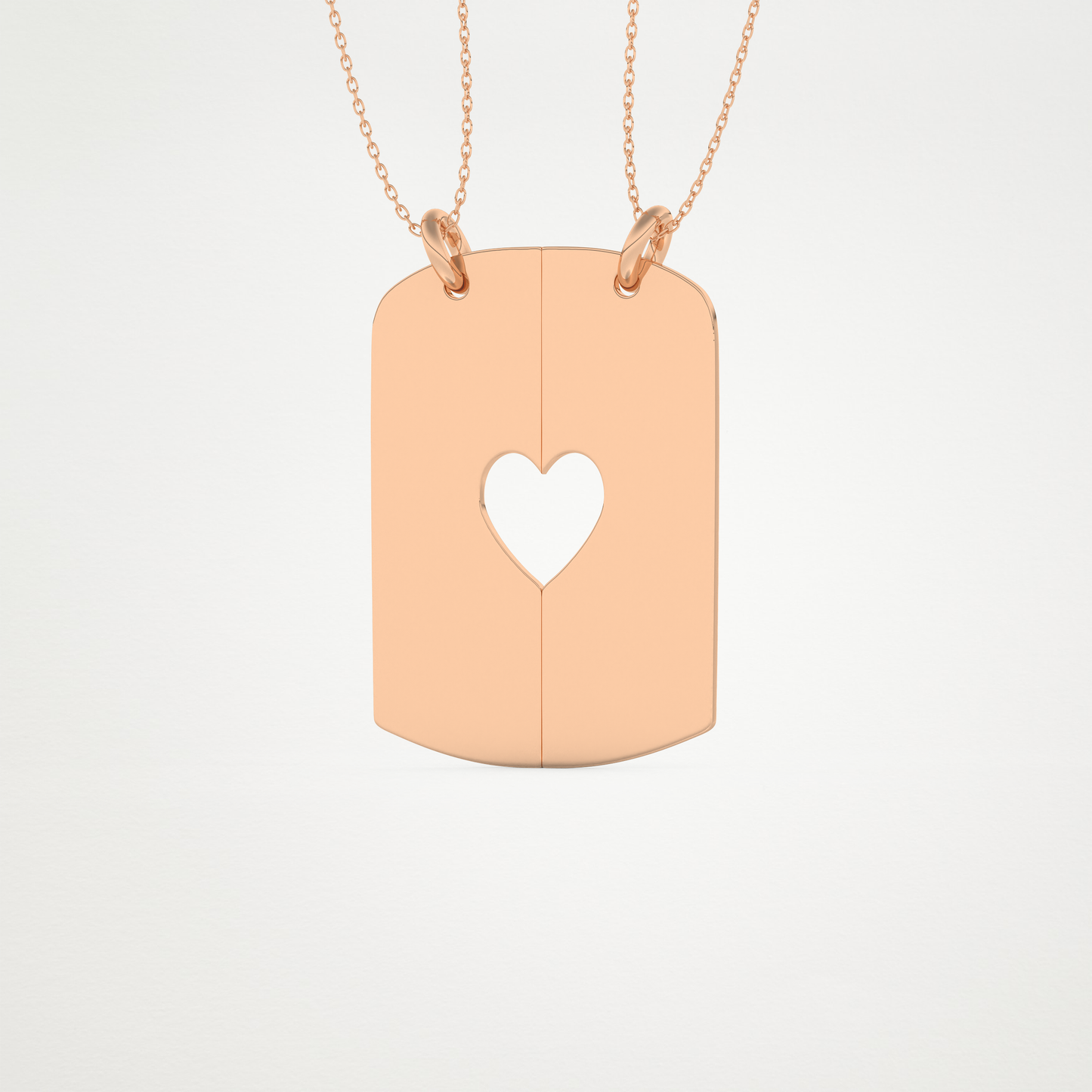Custom Engraved Split Heart Pendant Necklace – 14K/18K Gold & 925 Silver 19