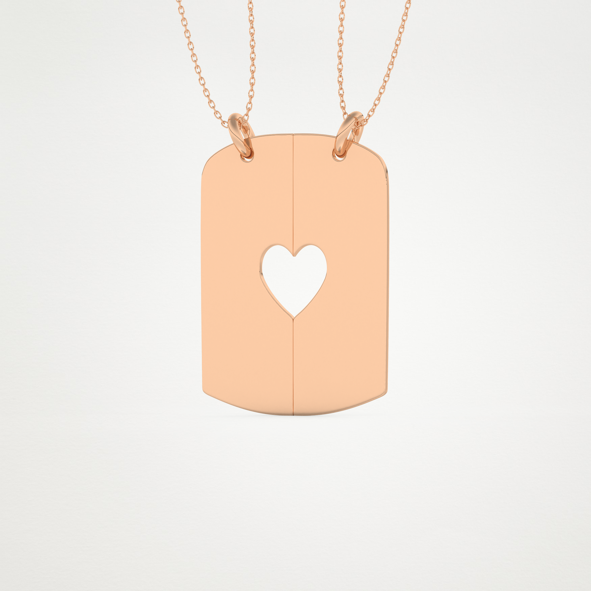 Custom Engraved Split Heart Pendant Necklace – 14K/18K Gold & 925 Silver 19